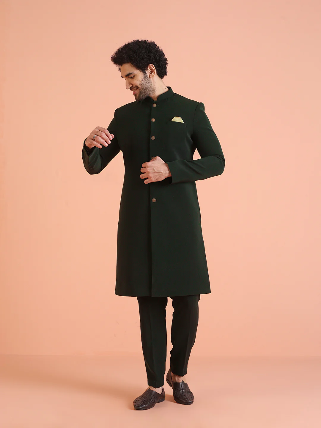 Green Sherwani Trouser Set - Image 7