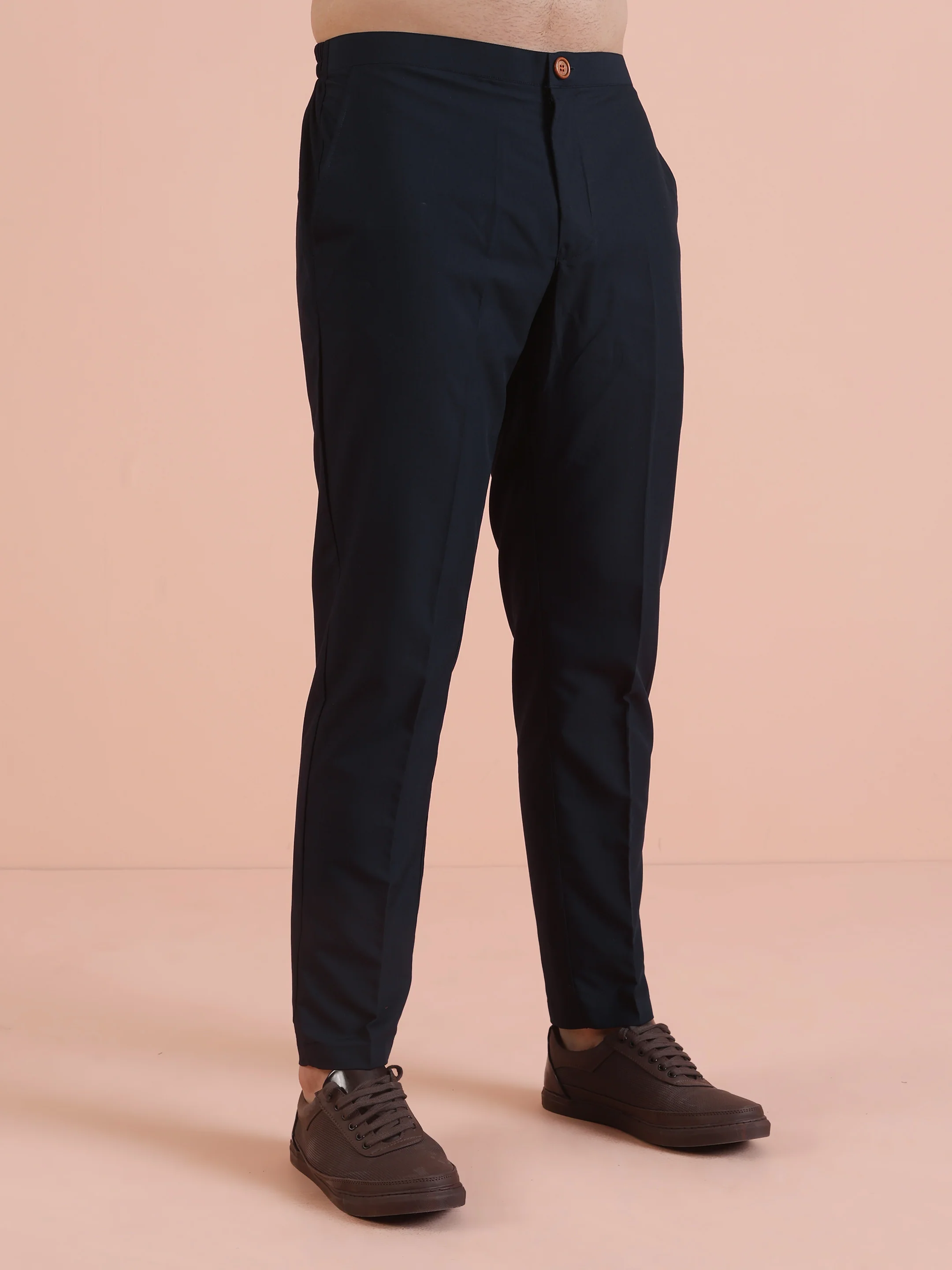 Men Navy Blue Solid Indowestern Trouser Set - Image 6
