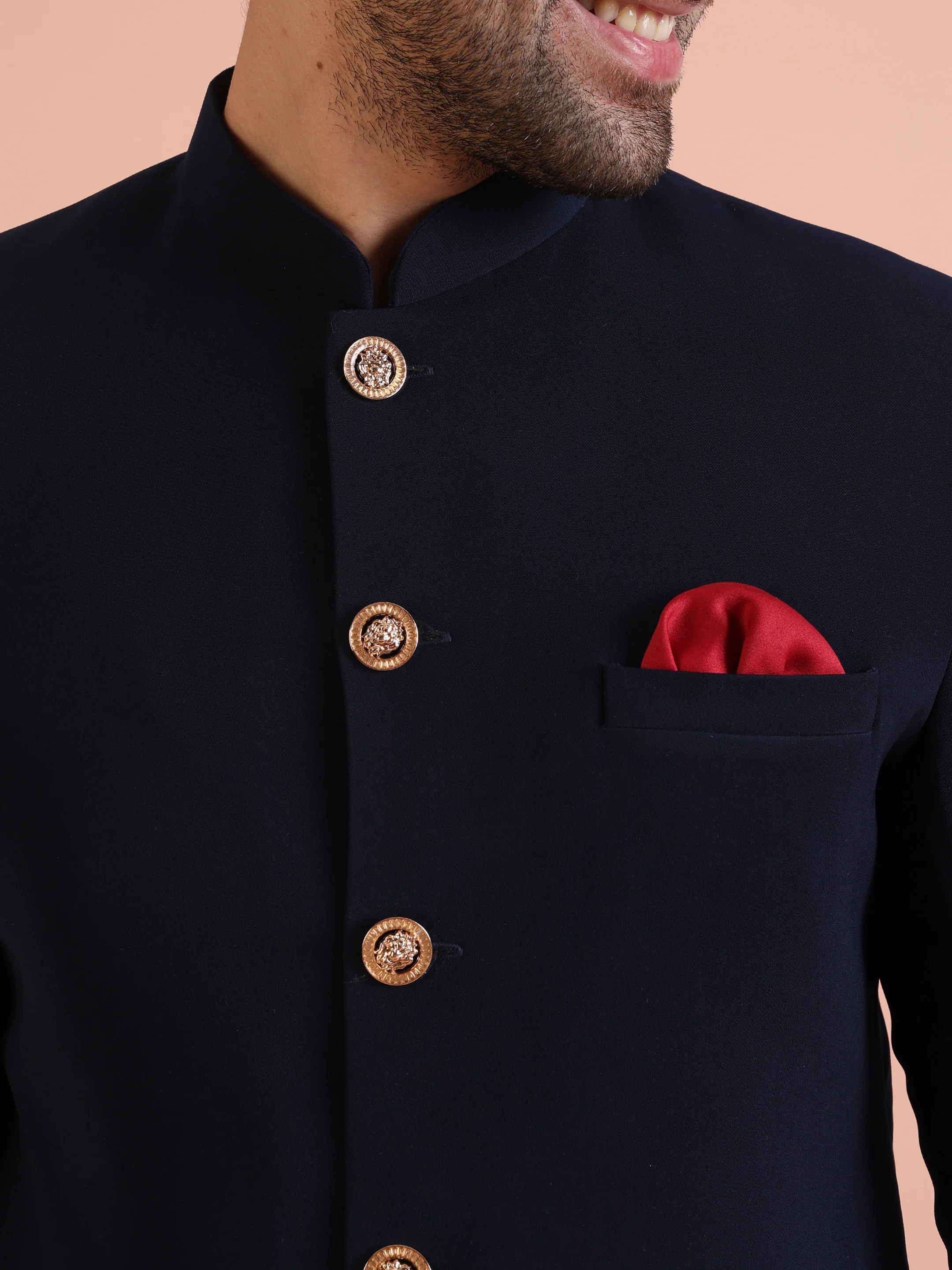 Navy Blue Sherwani Trouser Set - Image 5