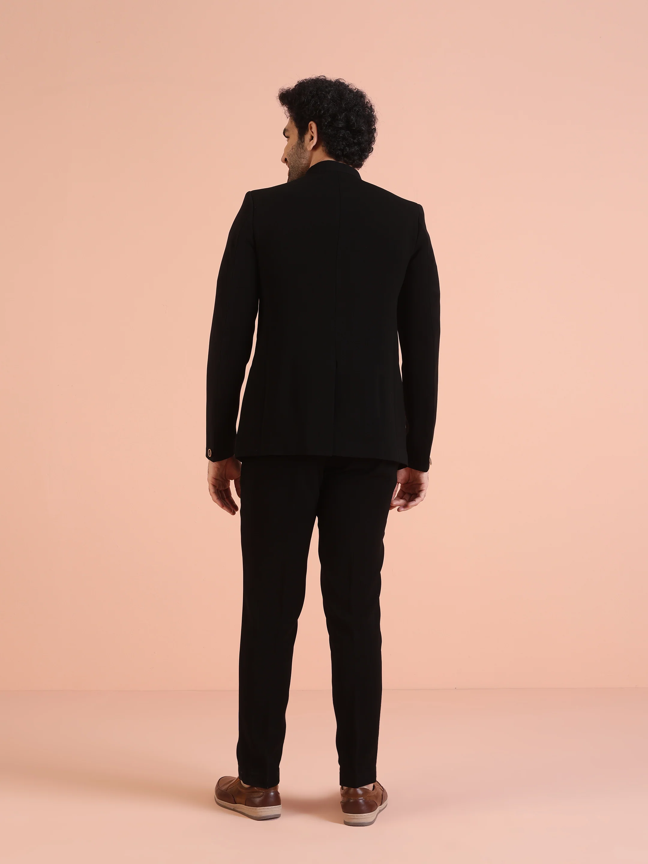 Black Silk Blend Solid Jodhpuri Bandhgala - Image 4