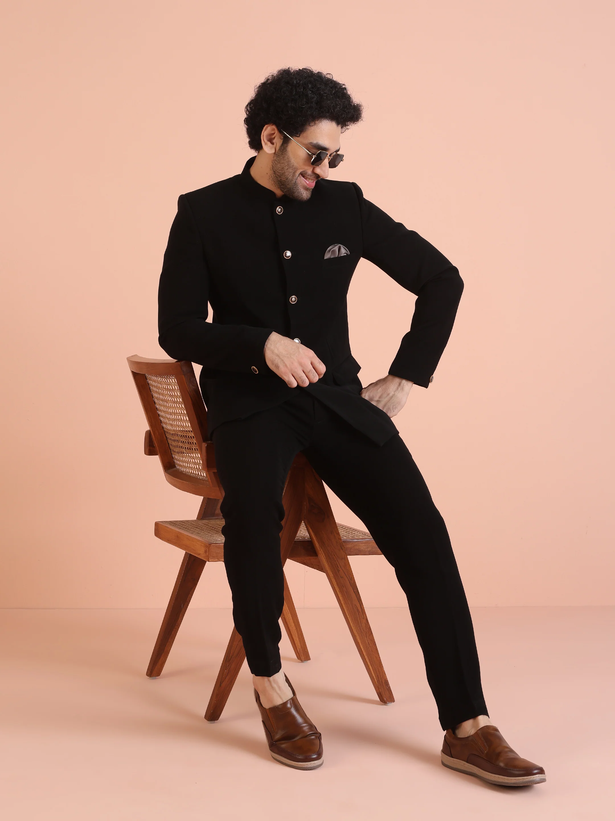 Black Silk Blend Solid Jodhpuri Bandhgala - Image 6