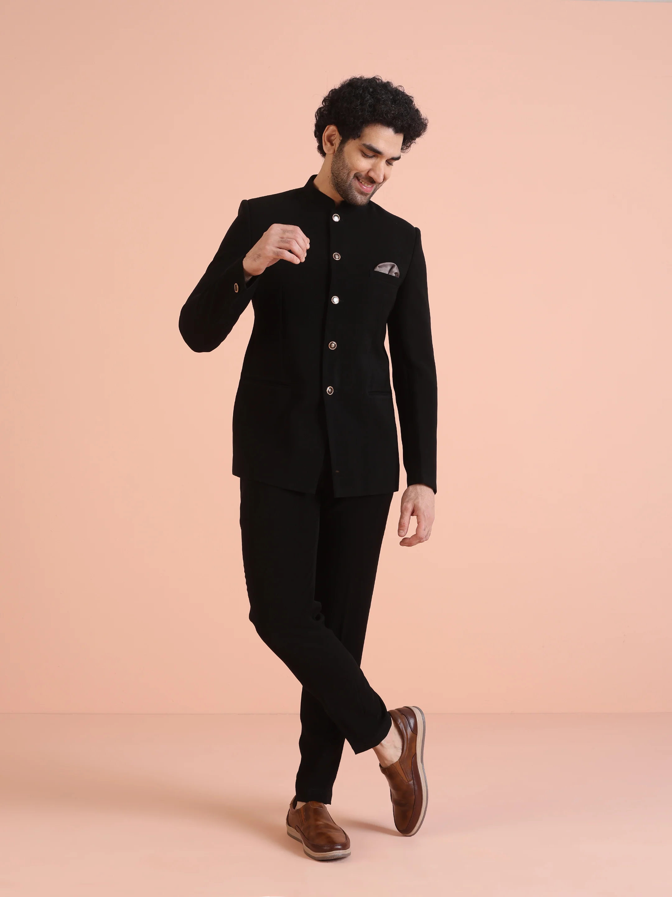 Black Silk Blend Solid Jodhpuri Bandhgala - Image 7