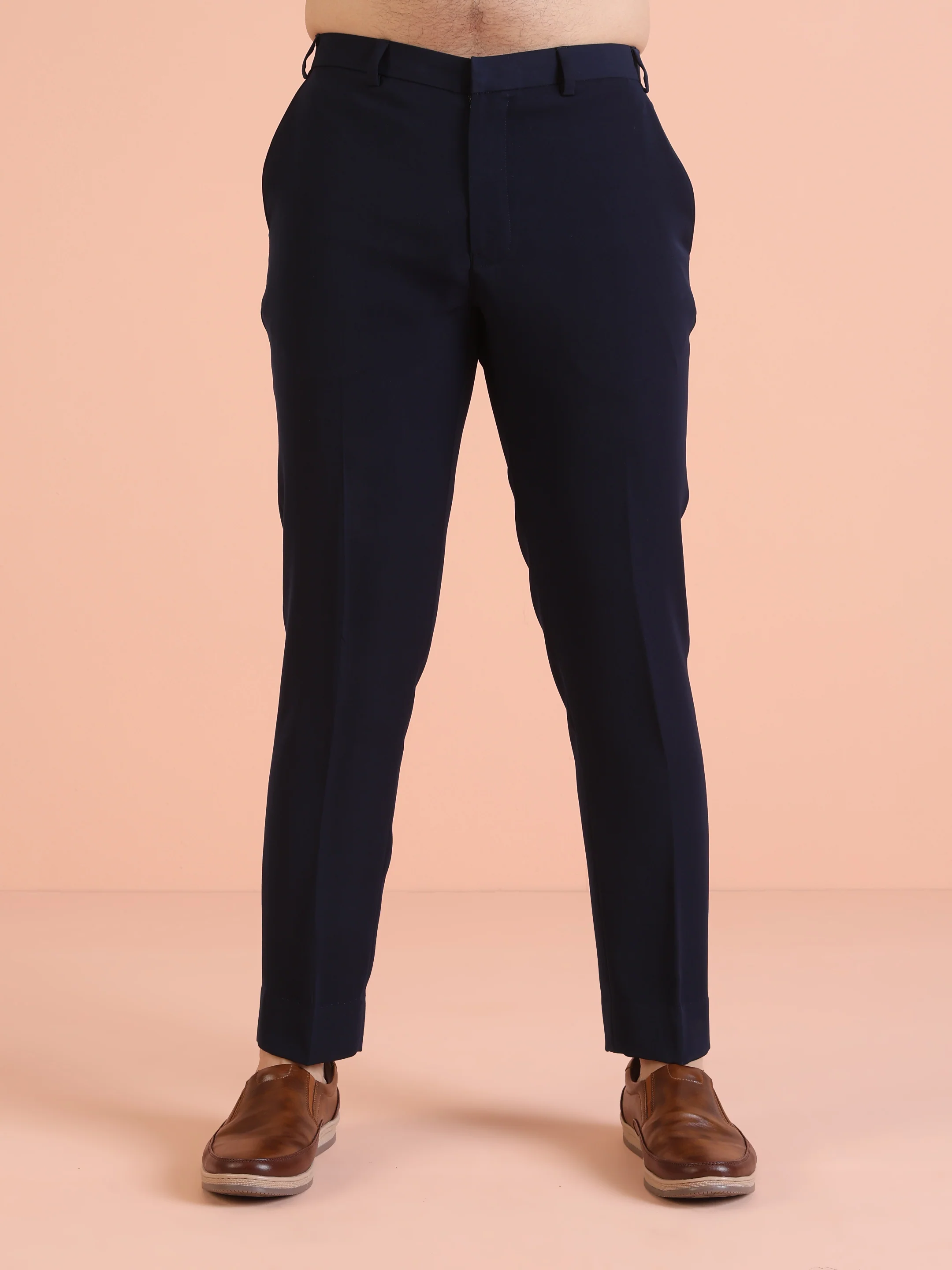 Navy Blue Bandhgala Suit Set with Red Pocket Square - Image 6