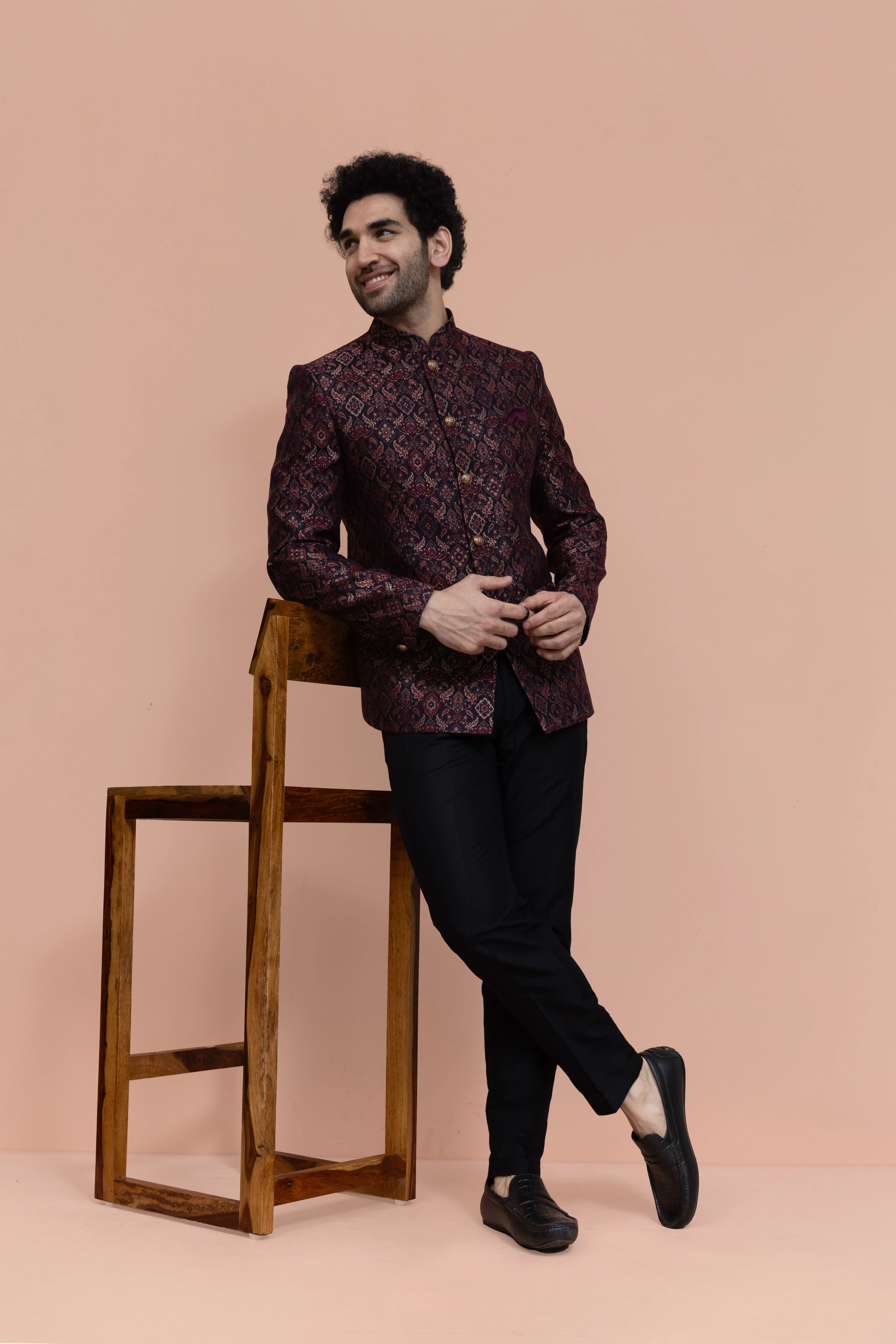 Maroon Silk Blend Embroidered Jodhpuri Bandhgala - Image 6