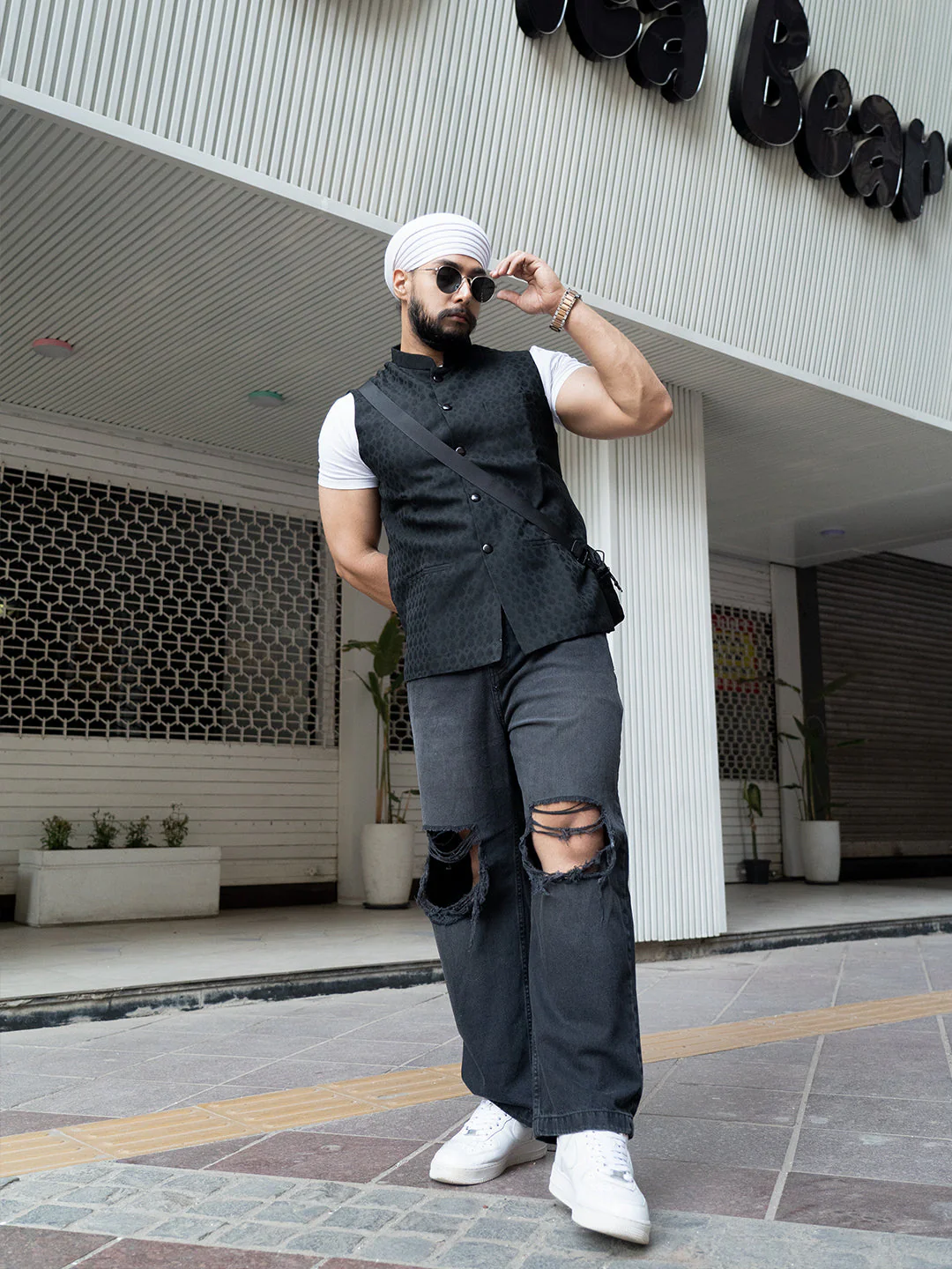 Kisah Black Silk Blend Textured Nehru Jacket - Image 9