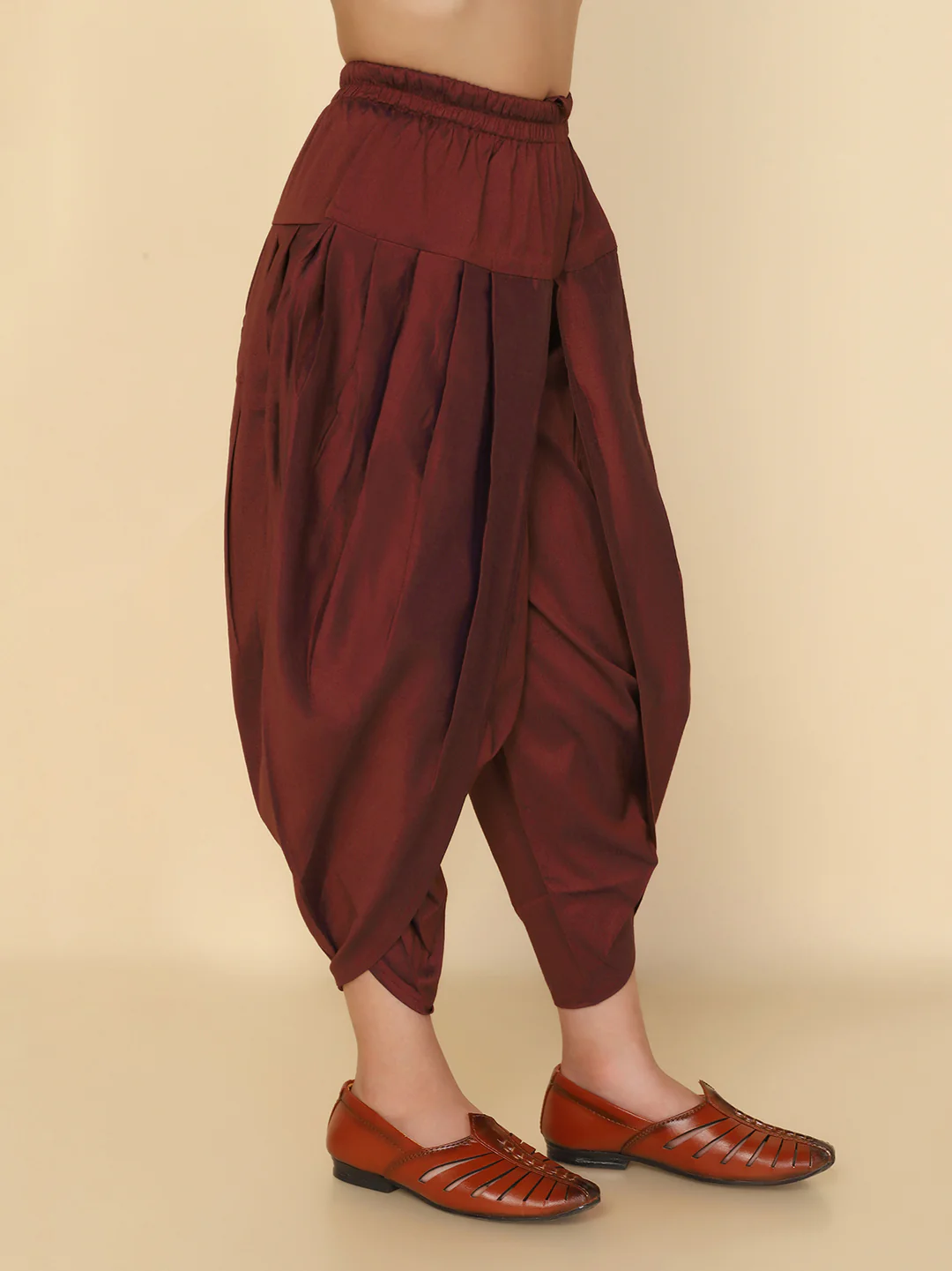 Boys Maroon Cotton Blend Dhoti - Image 3