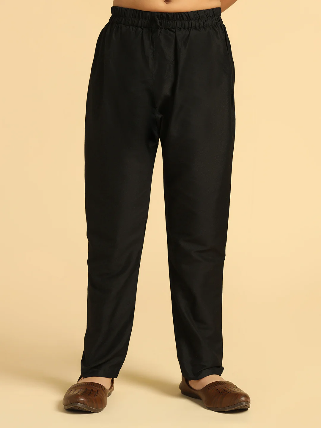 Boy's Black Embroidered Kurta Pyjama Set - Image 6