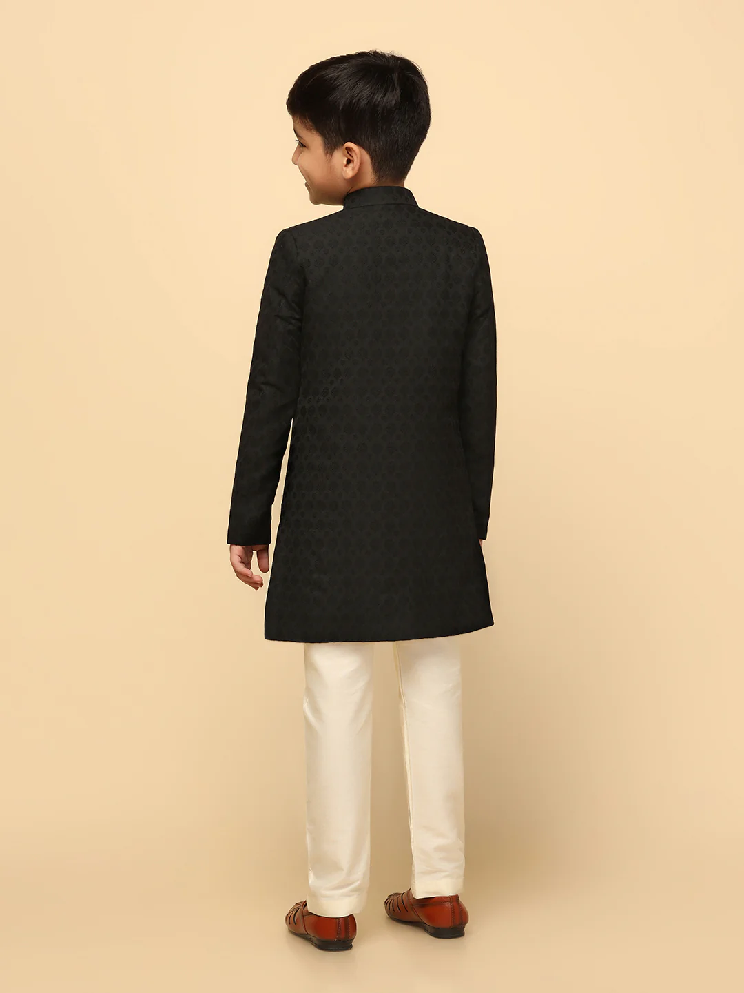 Boy's Black Indo Western Pyjama Set - Image 4