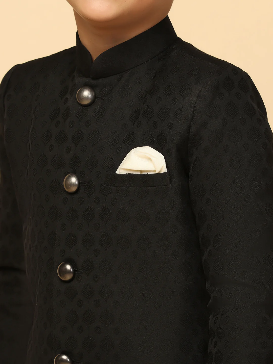 Boy's Black Indo Western Pyjama Set - Image 5