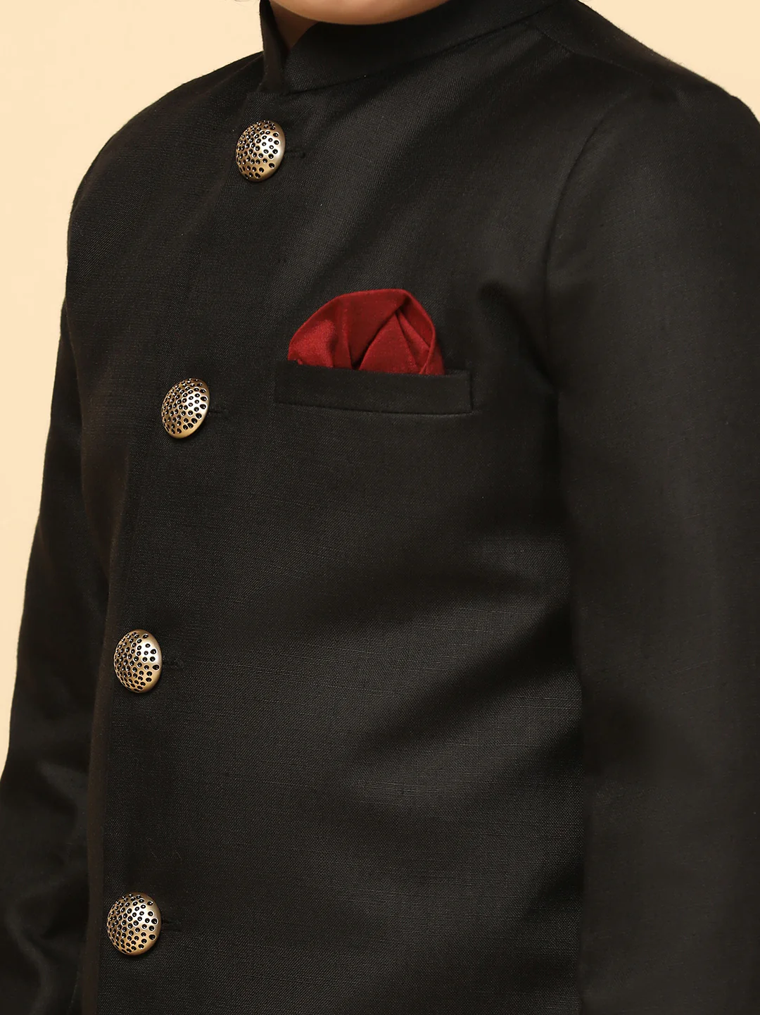Kisah Boy's Black Indo Western Dhoti Pant Set - Image 5