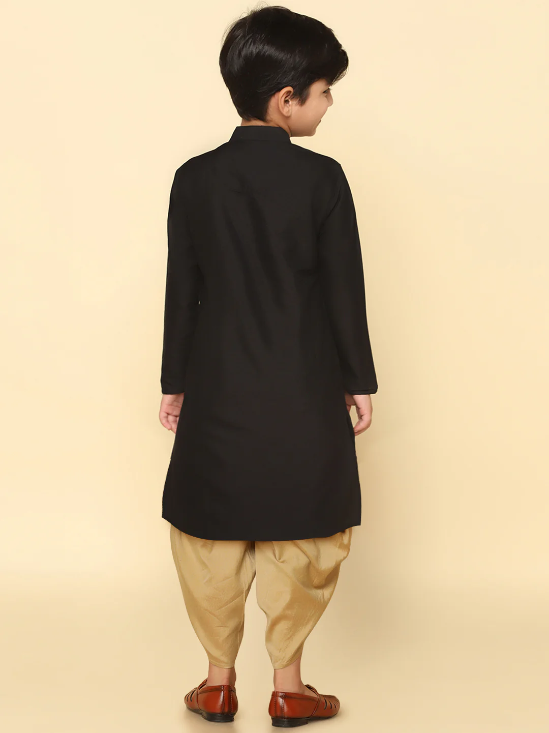 Boy's Black Kurta Dhoti Set - Image 4