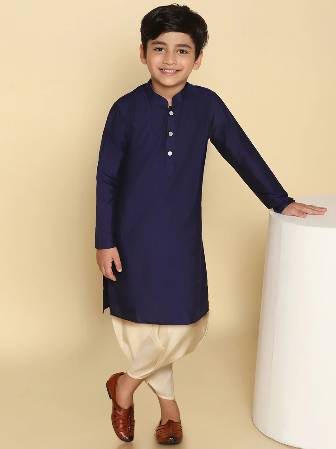 Boy's Blue Kurta Dhoti Set - Image 7
