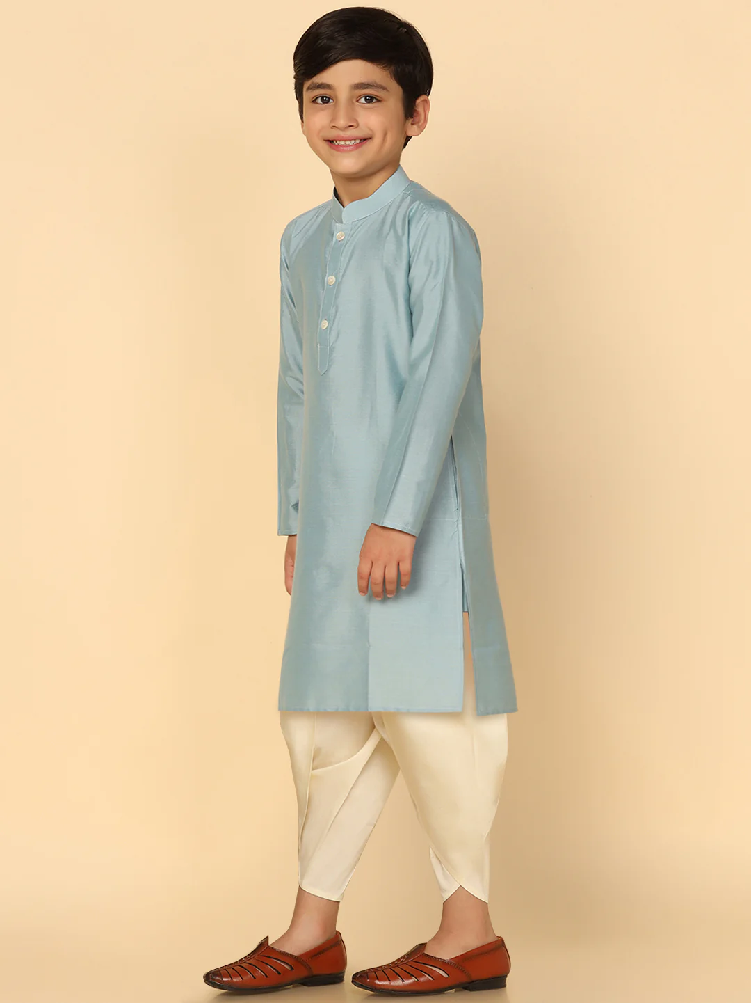 Boy's Blue Kurta Dhoti Set - Image 2