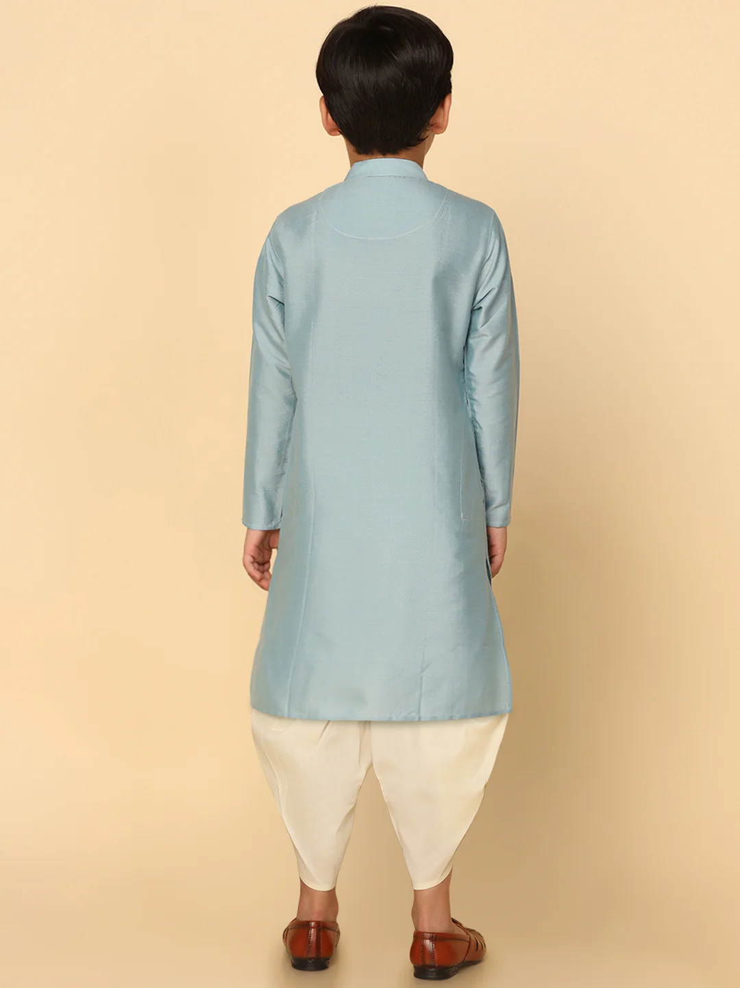 Boy's Blue Kurta Dhoti Set - Image 4
