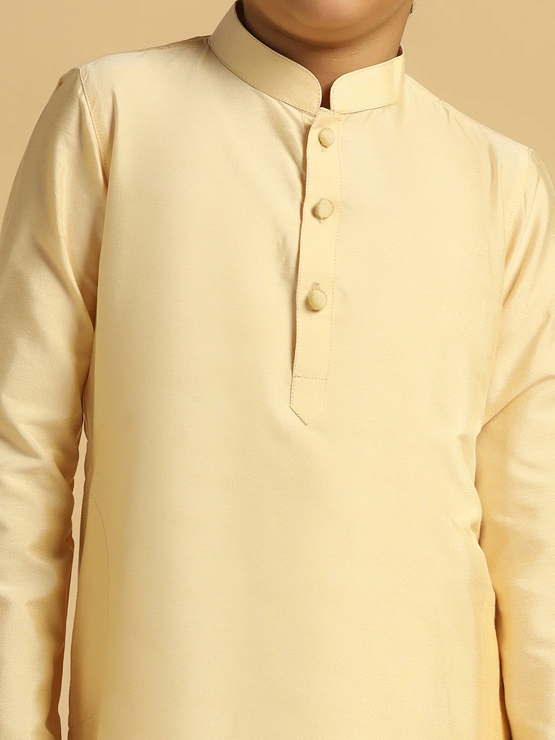 Boy's Cream Solid Kurta - Image 5