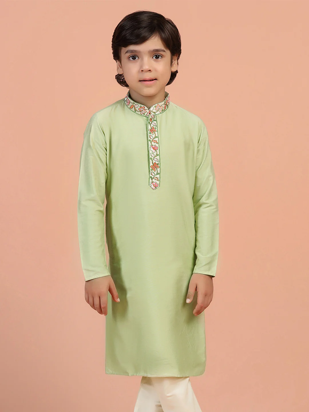 Kisah Boys Green Kurta Pyjama Set - Image 7