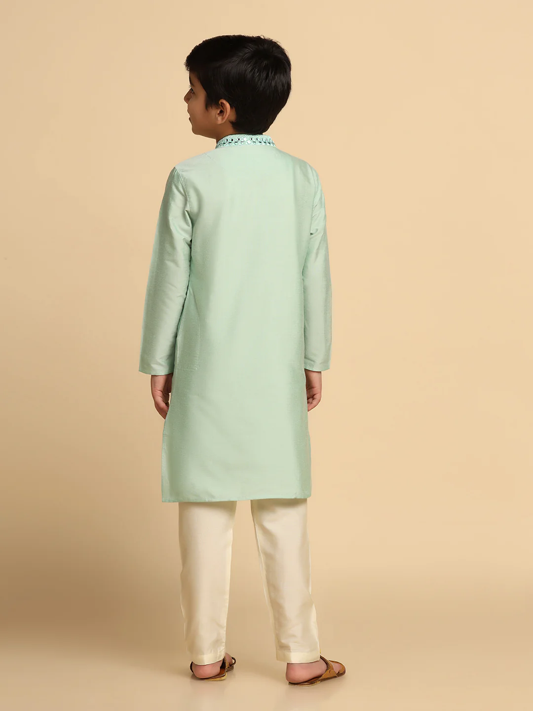 Boy's Green kurta Pyjama Set - Image 4