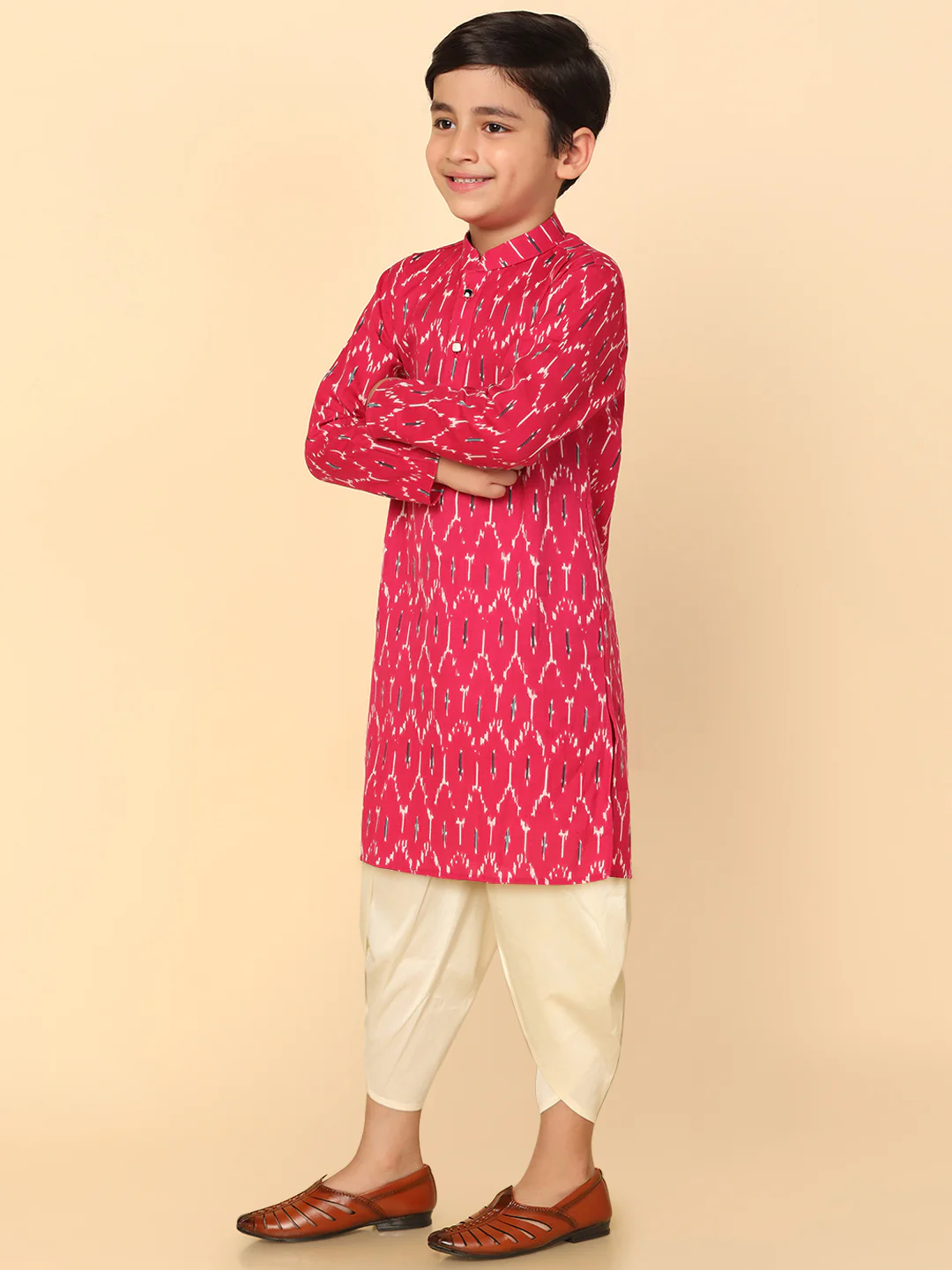 Kisah Boy's Hot Pink Kurta Dhoti Set - Image 3