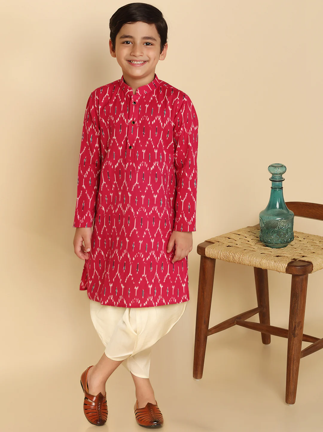 Kisah Boy's Hot Pink Kurta Dhoti Set - Image 7