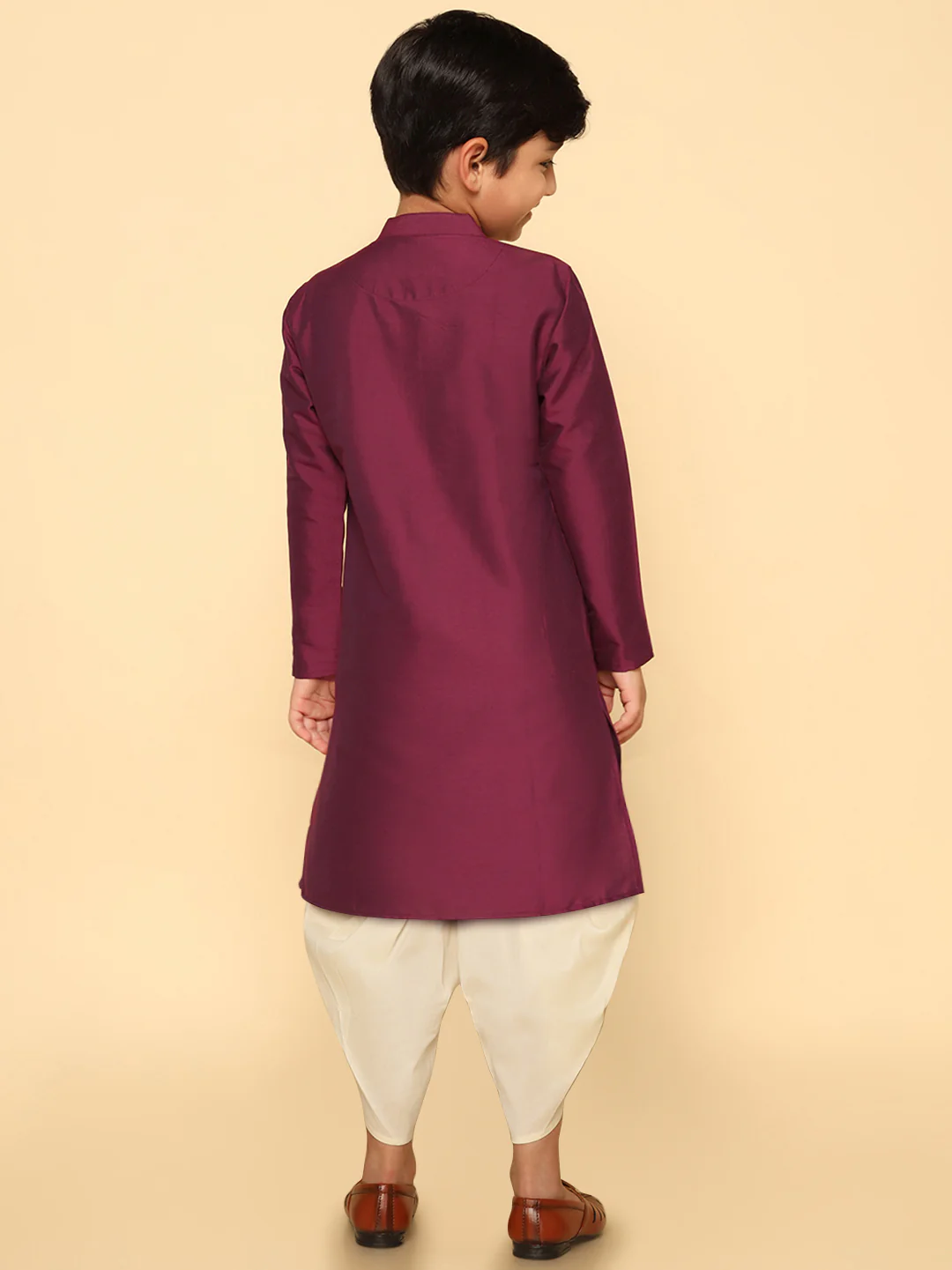 Boy's Magenta Kurta Dhoti Set - Image 4