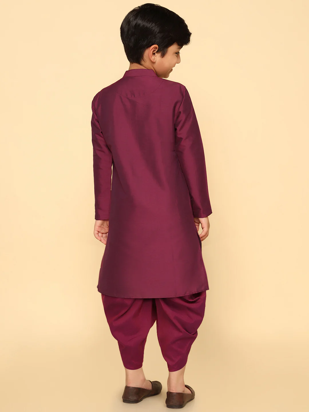Boy's Magenta Kurta Dhoti Set - Image 4