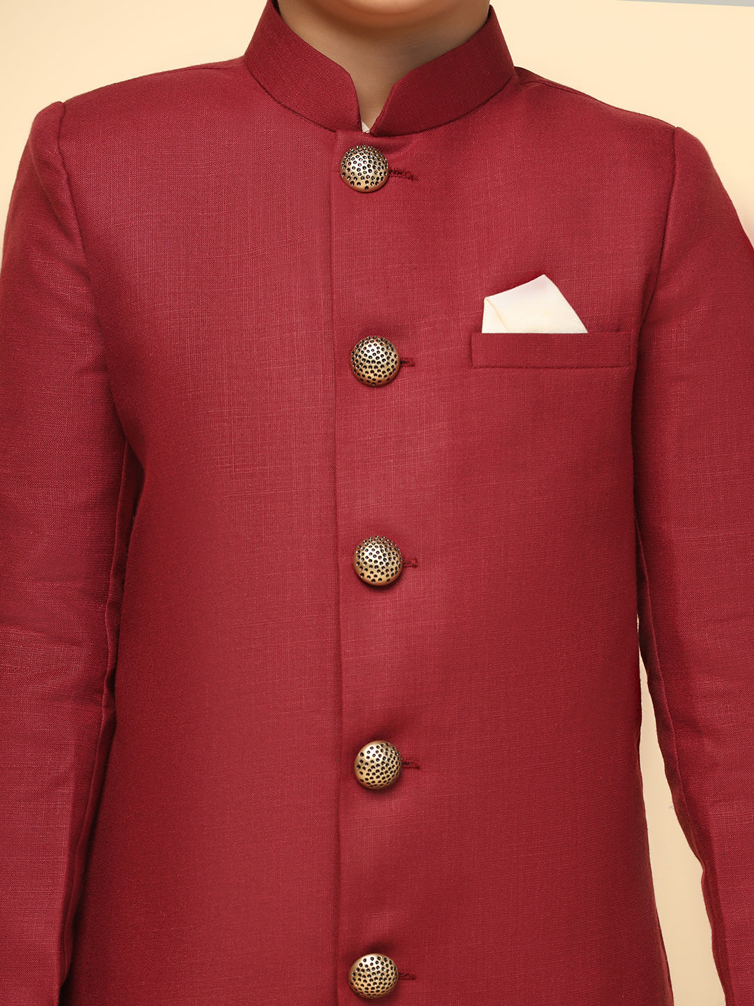 Kisah Boy's Maroon Indo Western Pyjama Set - Image 5