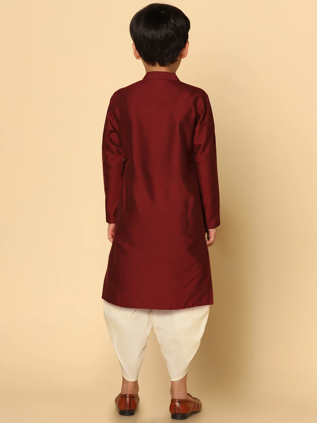 Boy's Maroon Kurta Dhoti Set - Image 4