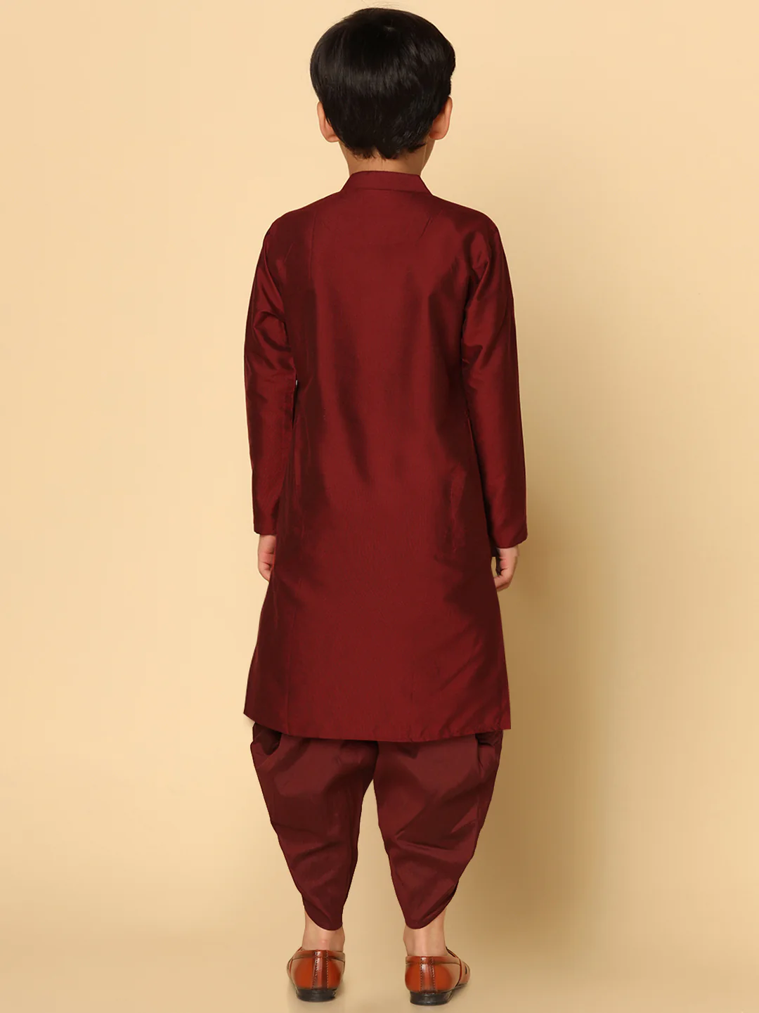 Boy's Maroon Kurta Dhoti Set - Image 4