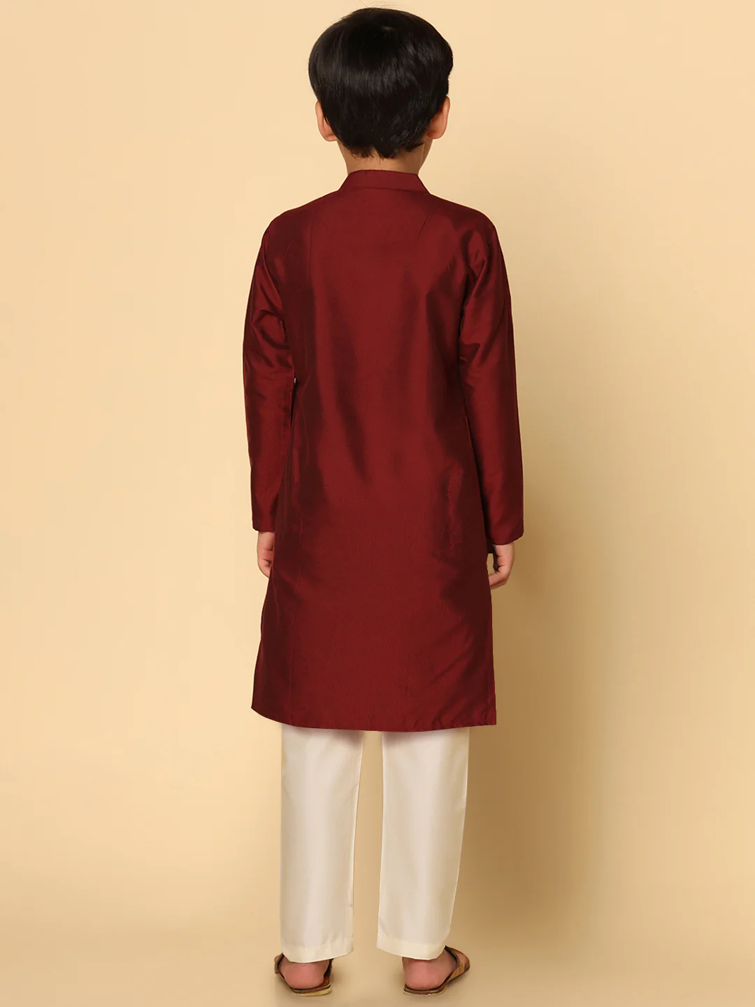 Boy's Maroon Kurta Pyjama Set - Image 4