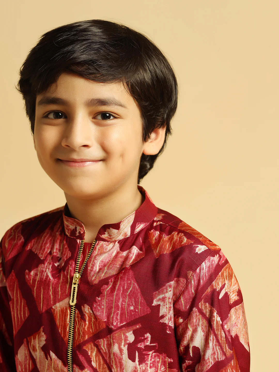 Boy's Maroon Printed Kurta - Image 6
