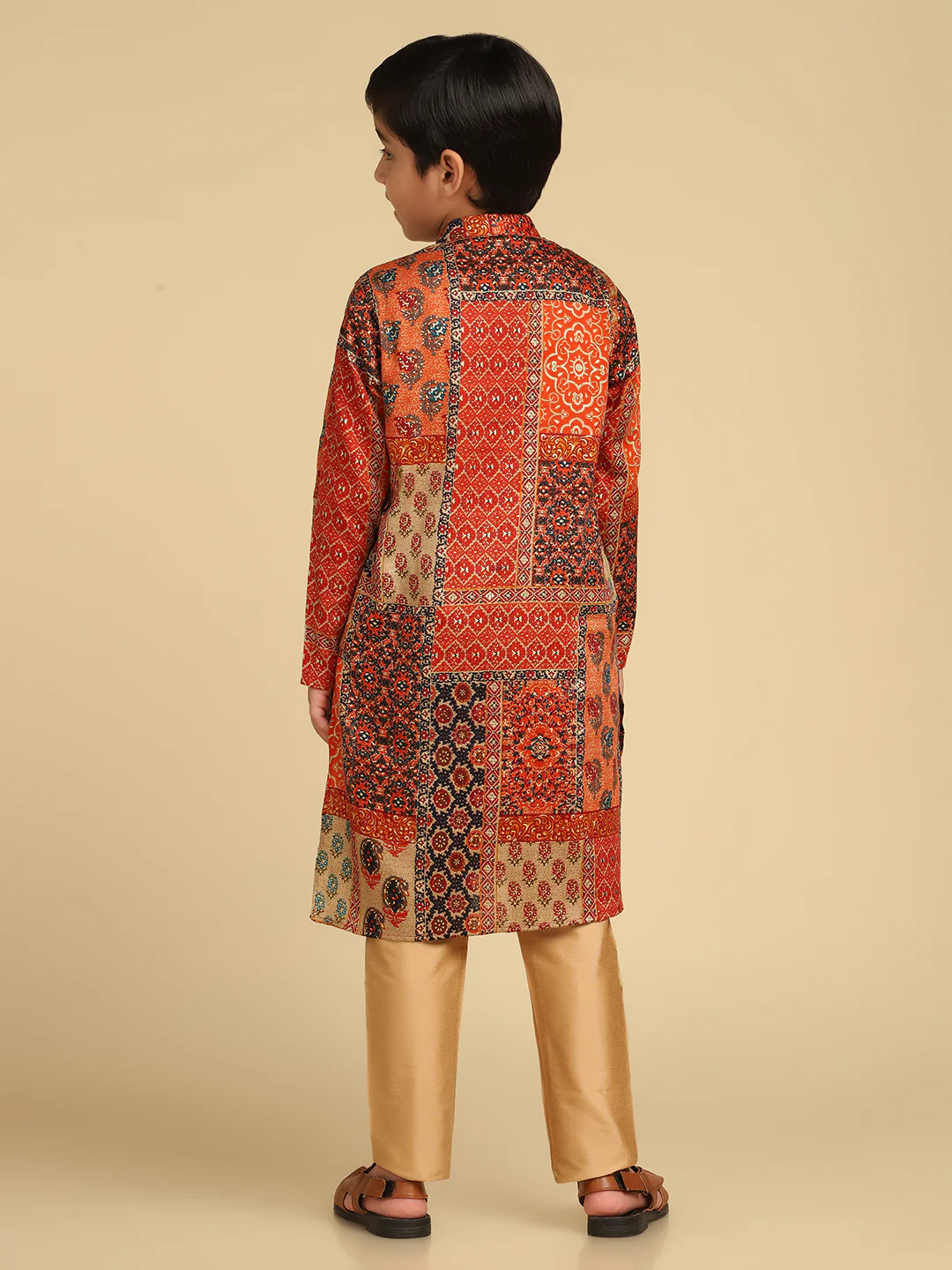 Boy's Multi Foil Print Abstract Kurta - Image 4