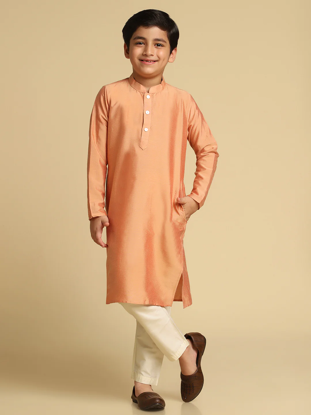 Boy's Multi Kantha Print Kurta Nehru Jacket Pyjama Set - Image 7