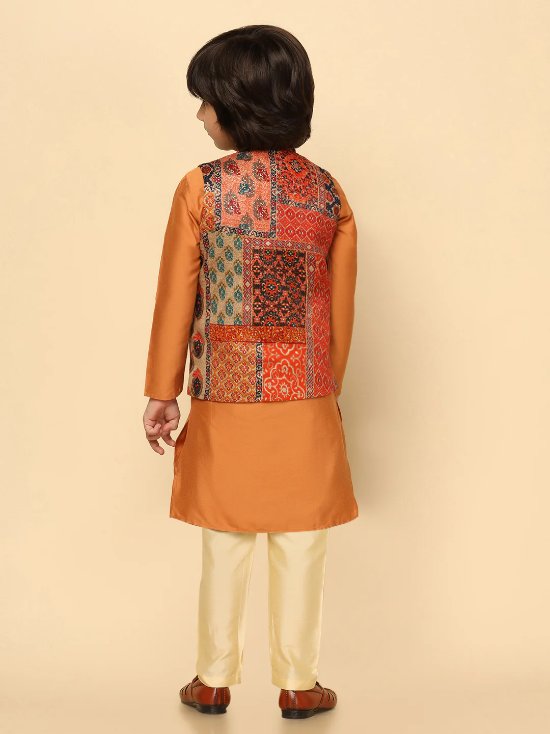 Boys Multi Kurta Jacket Pyjama Set - Image 3