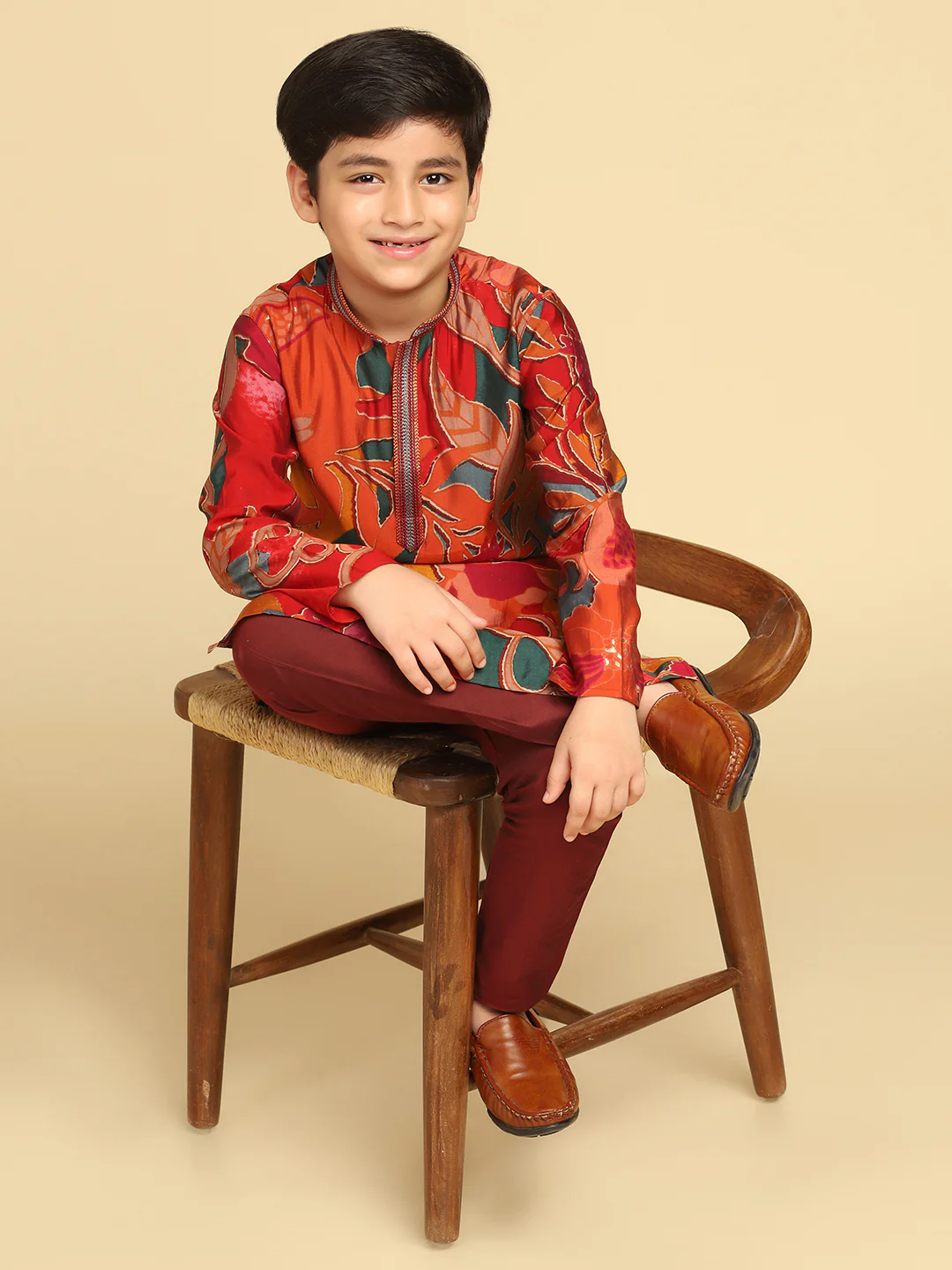Boy's Multi Printed Abstract Kurta - Image 6
