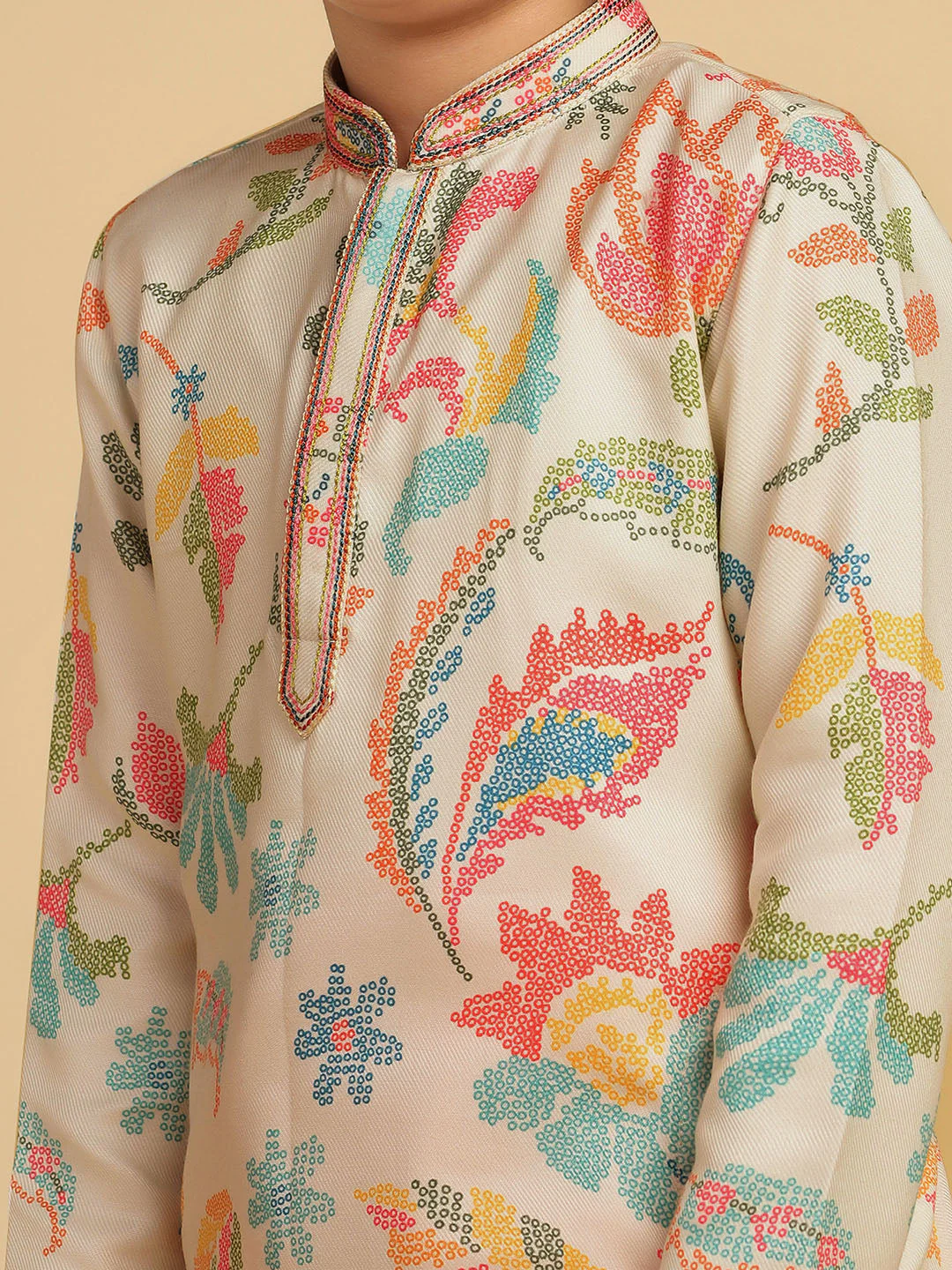 Boy's Multi Printed Bandhani Kurta - Image 5