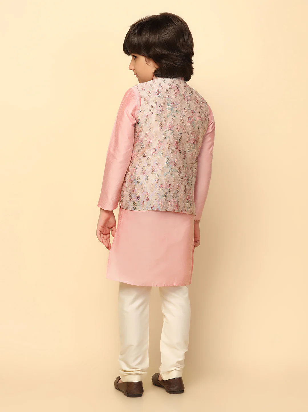 Boy's Multi Colour Jacquard Nehru Jacket - Image 4