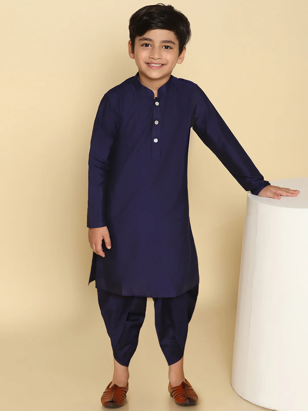 Kisah Boys Navy Blue Kurta Pyjama Set - Image 7