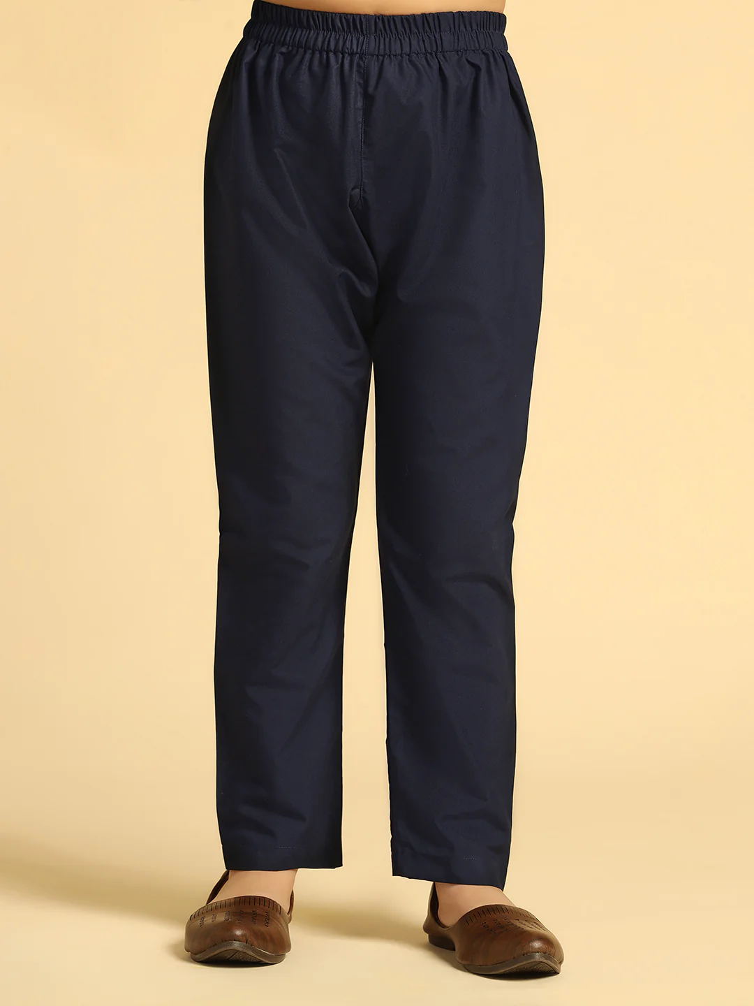 Boy's Navy Blue Solid Kurta Pyjama Set - Image 6