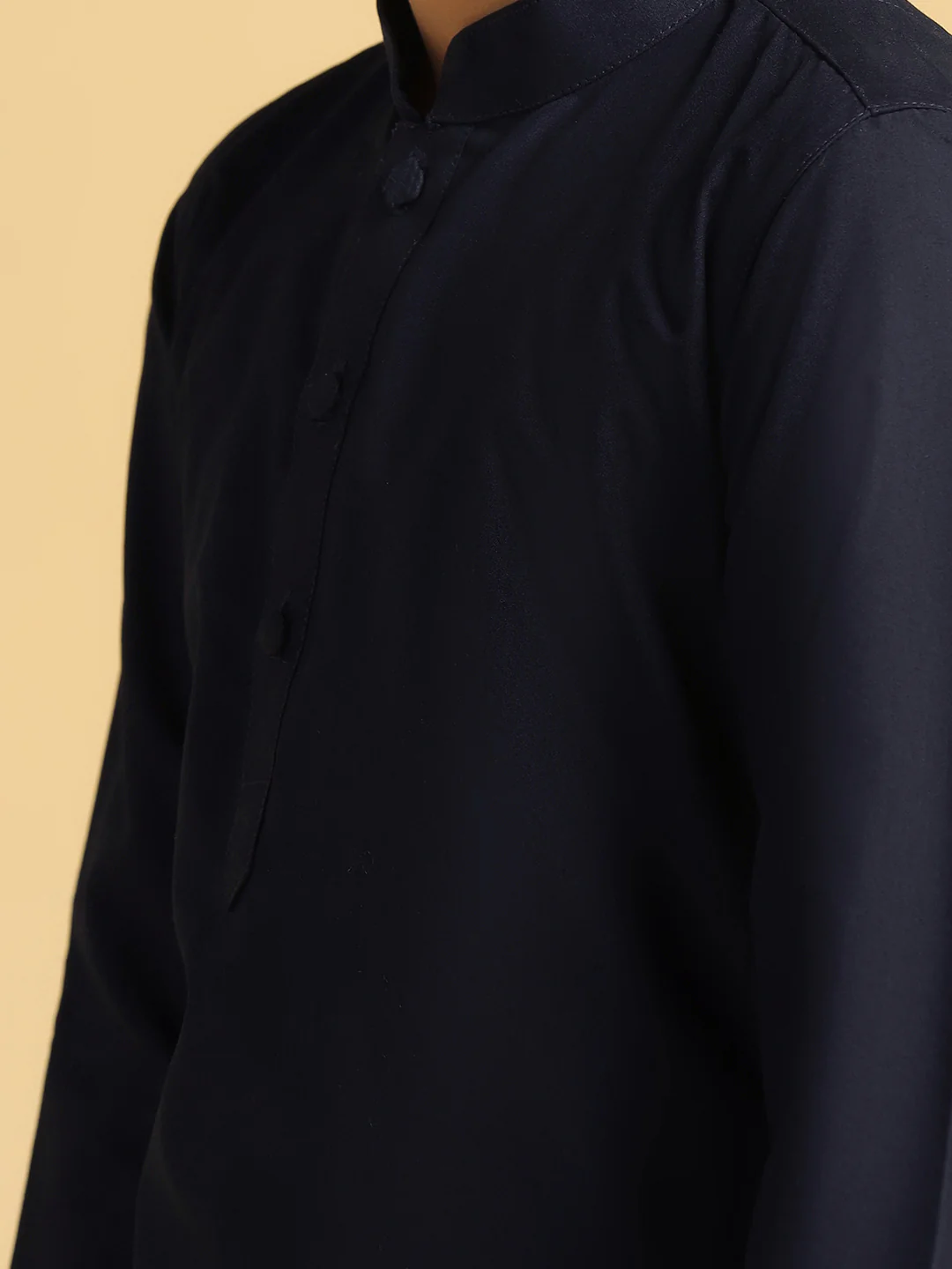 Boy's Navy Blue Solid Solid Kurta - Image 5