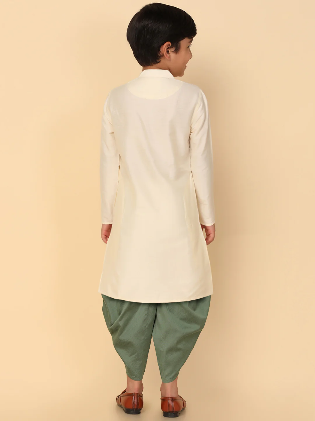 Boy's Off White Kurta Dhoti Set - Image 4