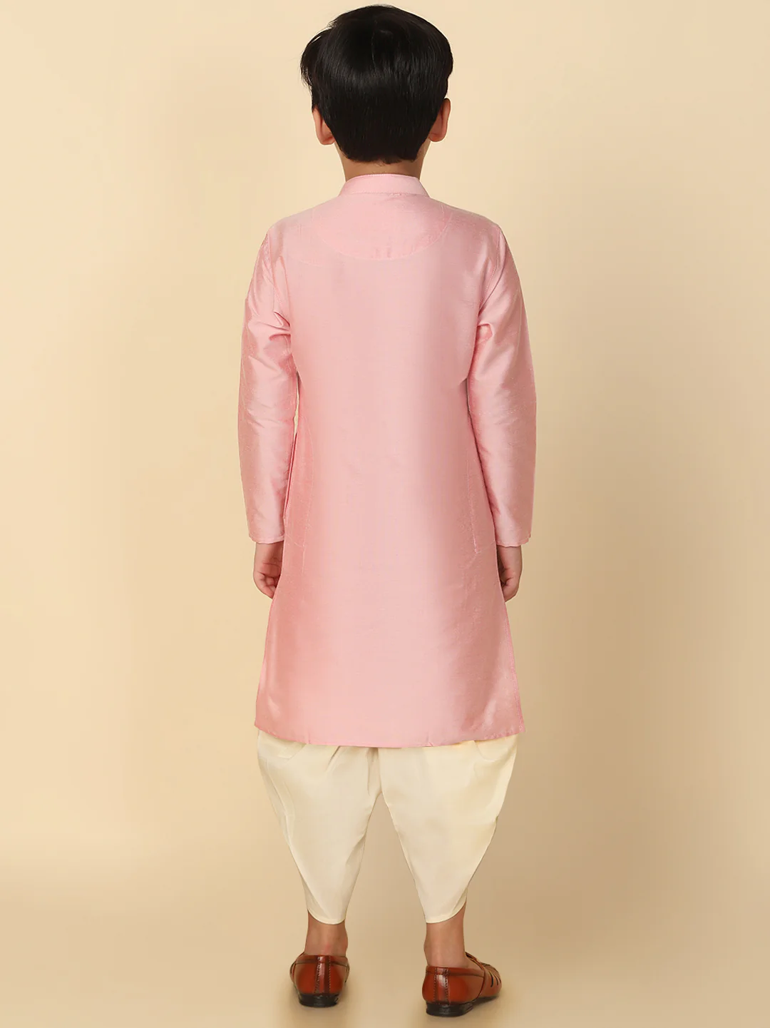 Boy's Pink Kurta Dhoti Set - Image 4