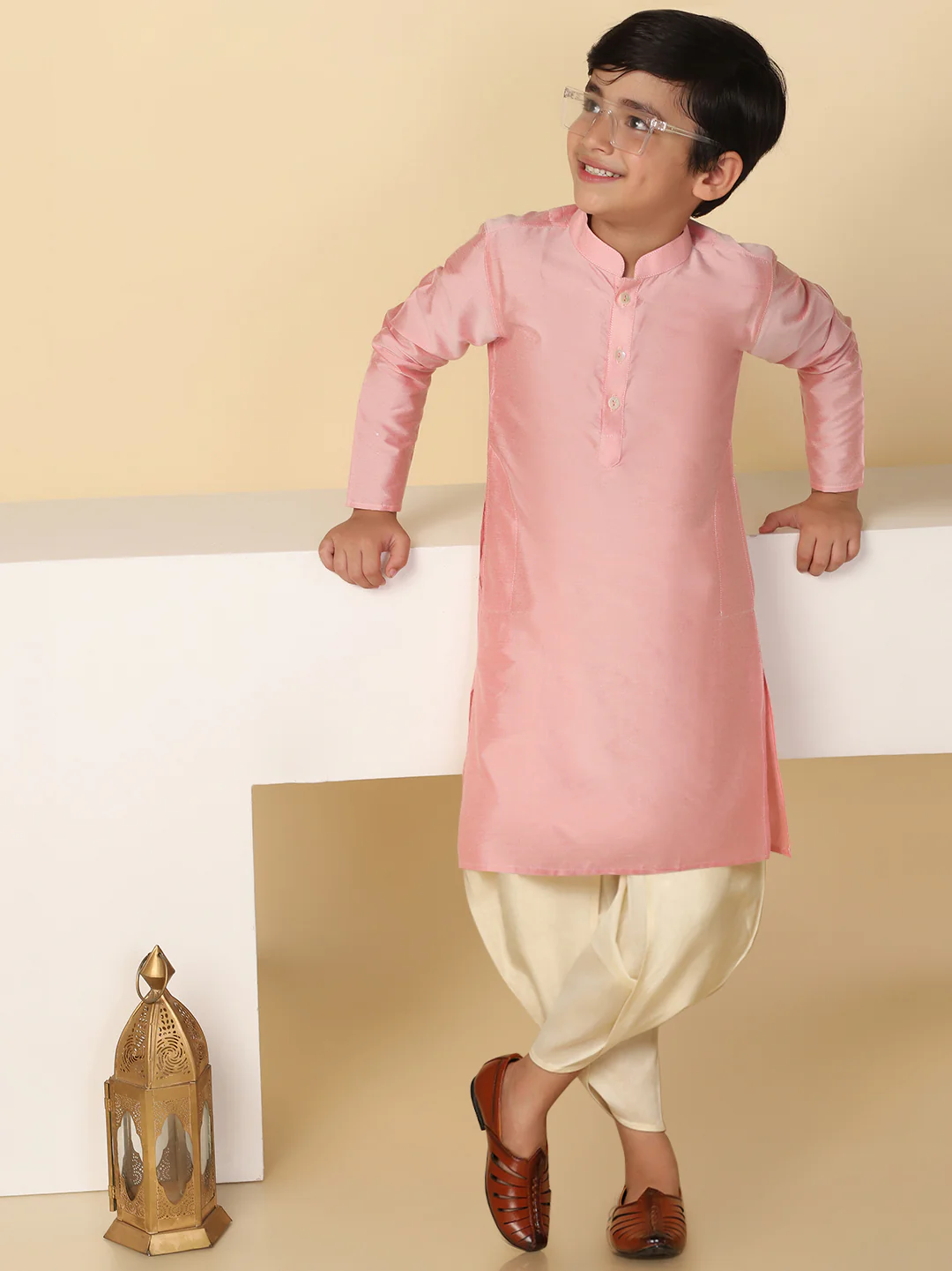 Boy's Pink Kurta Dhoti Set - Image 7