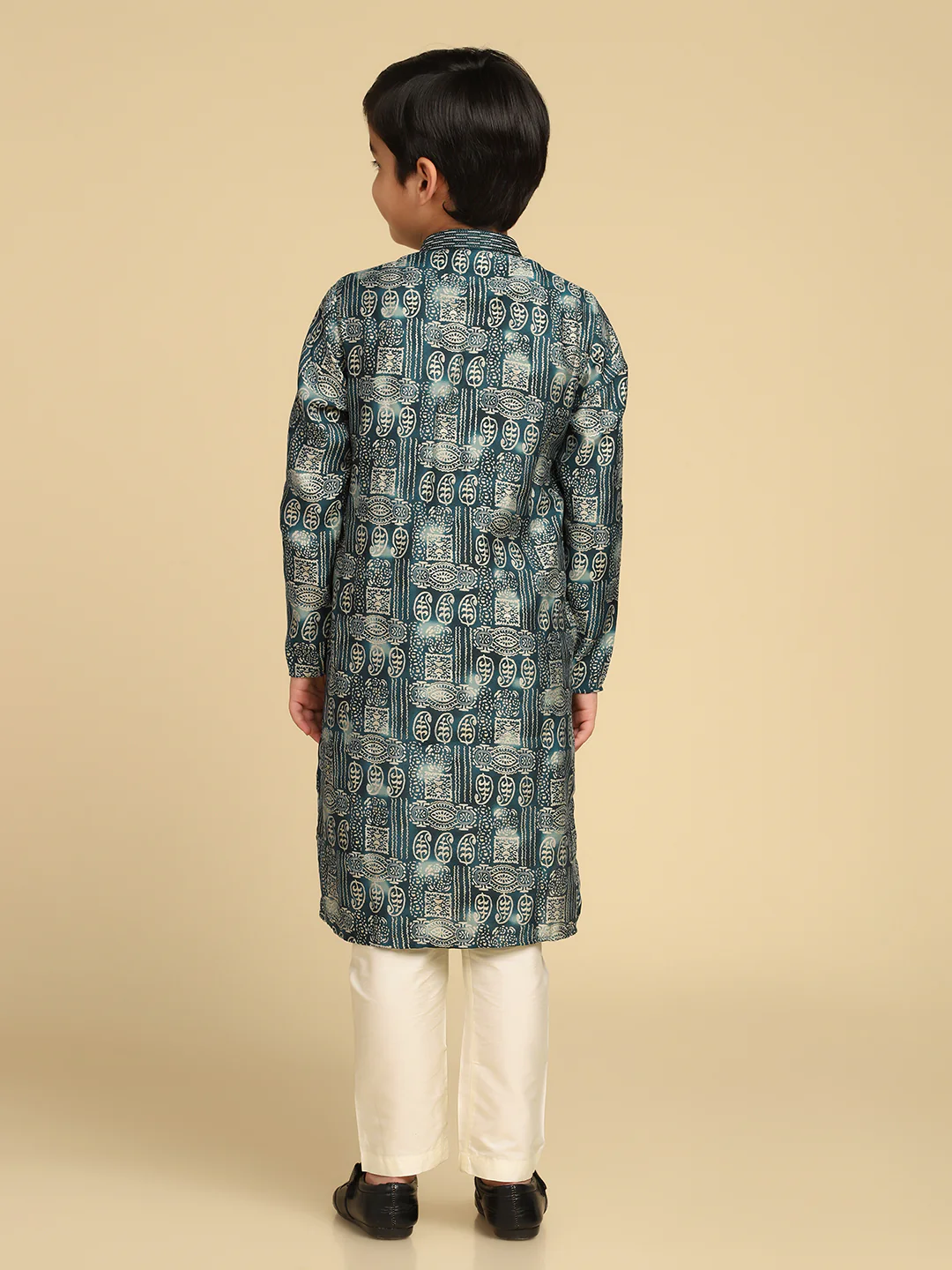 Boy's Turquoise Blue Printed Paisley Kurta - Image 4