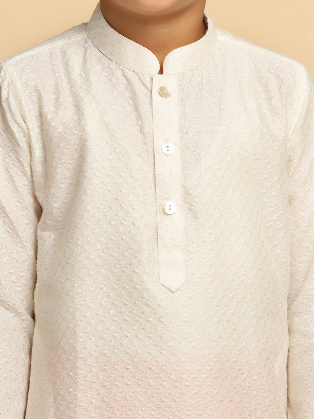 Boy's White kurta Dhoti Set - Image 5