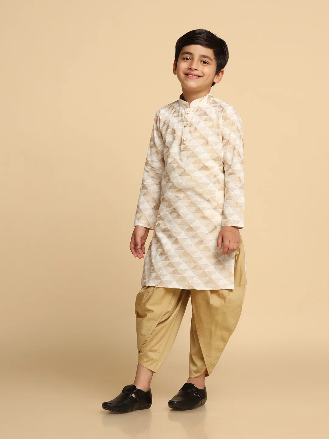Boy's White kurta Dhoti Set - Image 3