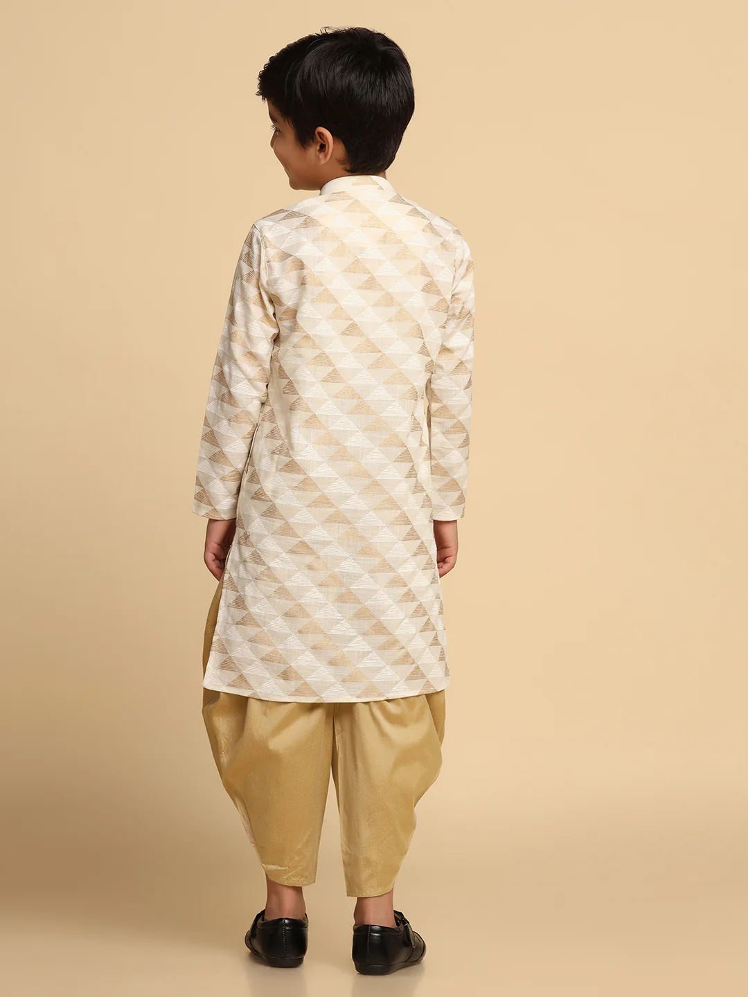 Boy's White kurta Dhoti Set - Image 4