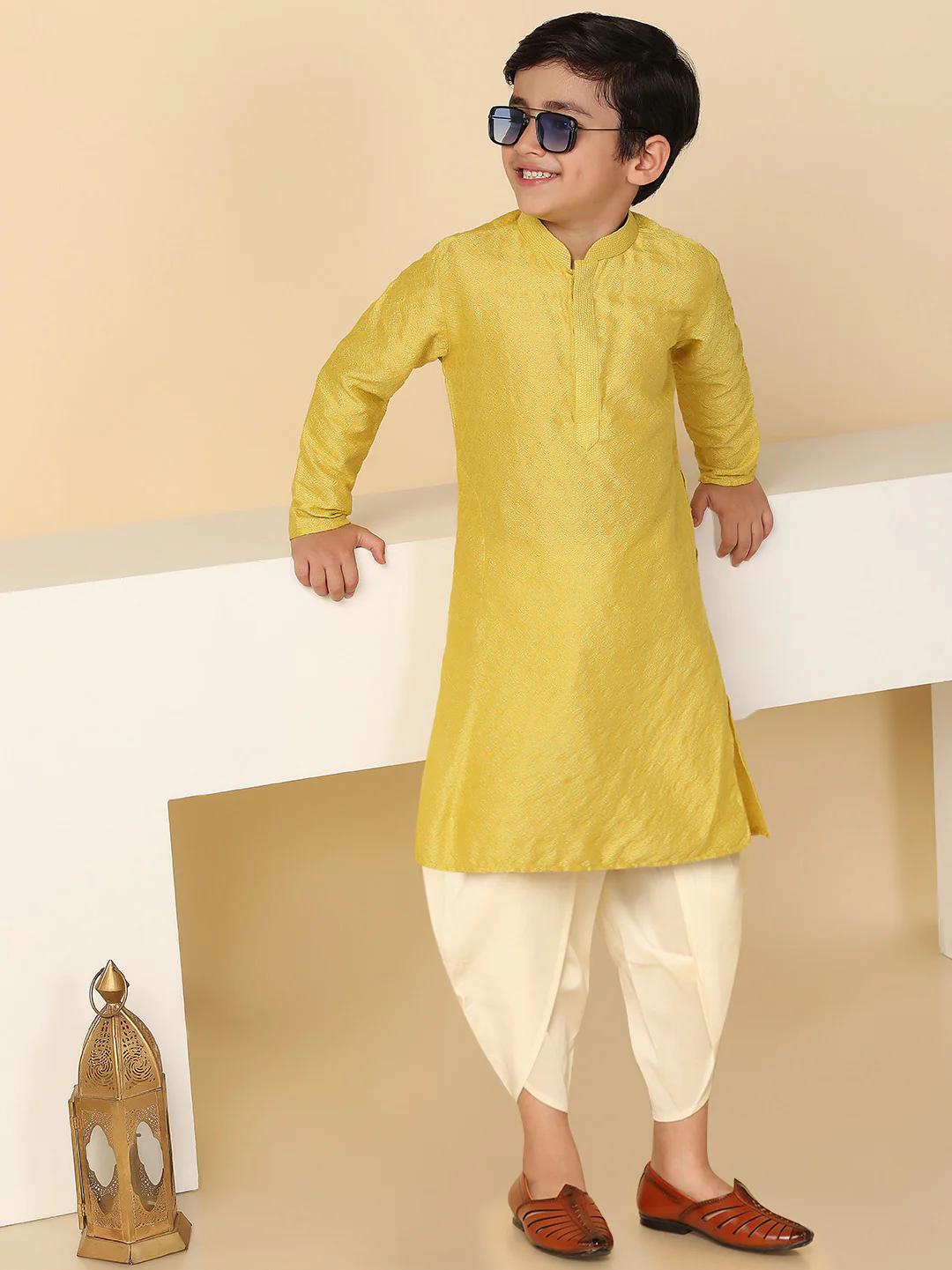 Boy's Yellow Kurta Dhoti Set - Image 7
