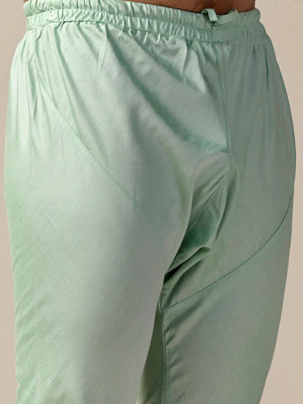 Mint Green Solid Mid Kurta Churidar Set - Image 6