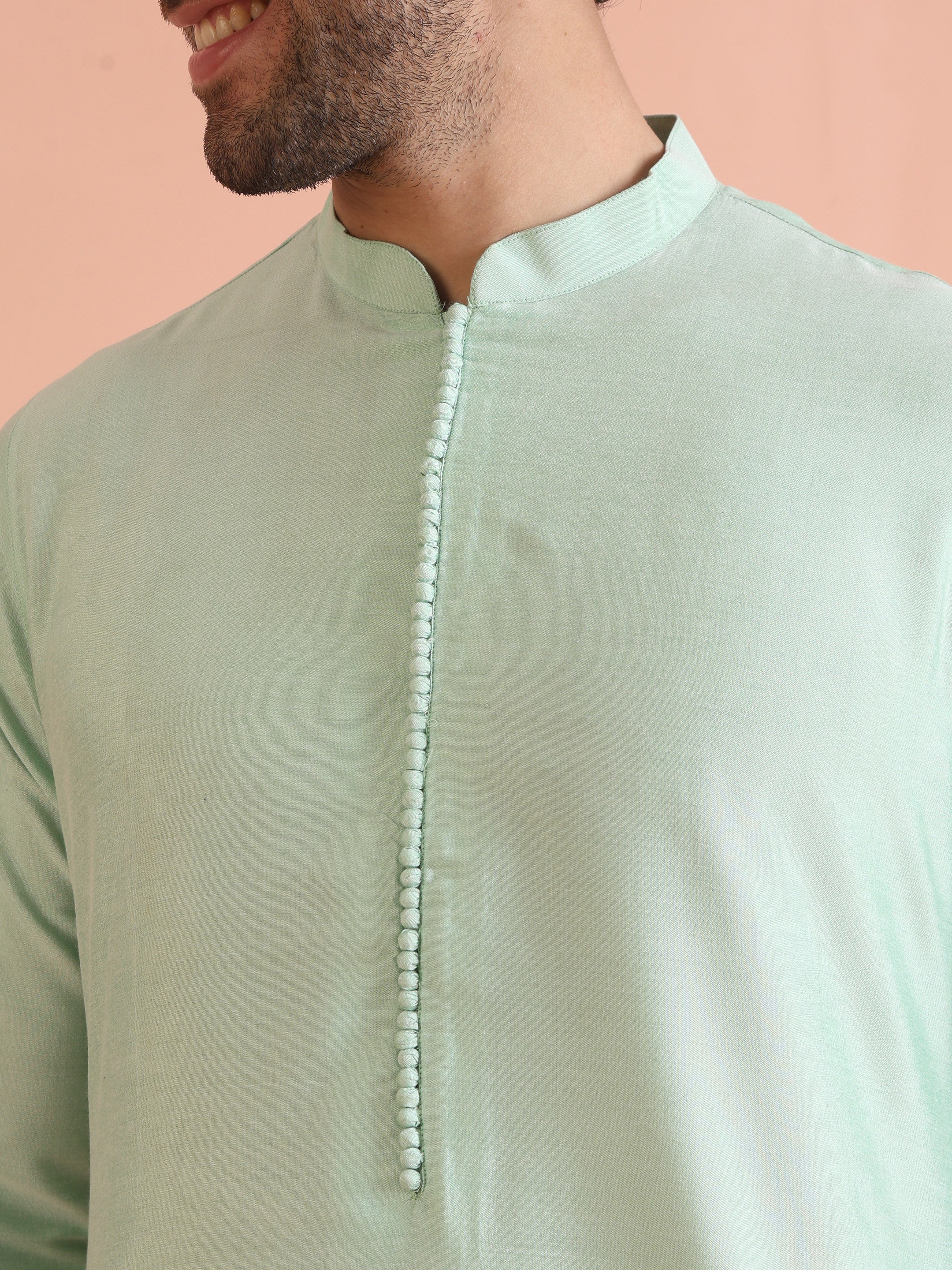 Men Aqua Green Kurta - Image 6
