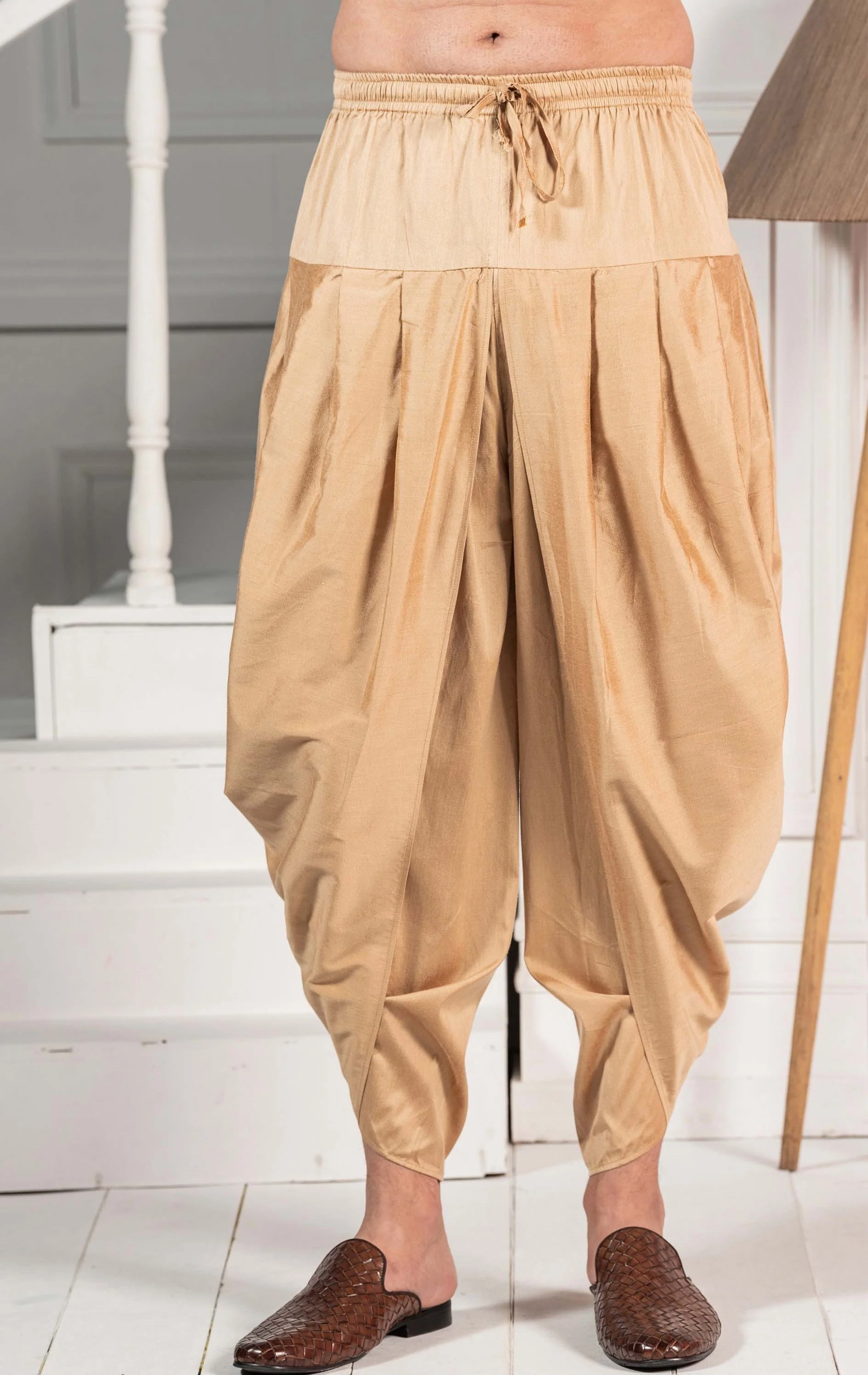 Men Beige Kurta Dhoti Set - Image 6